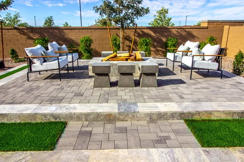 Patio with outdoor seating and fire pit